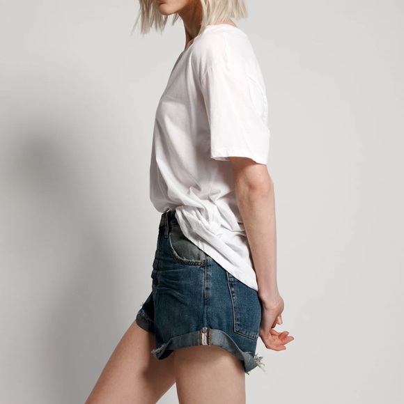 NWT One Teaspoon Dirty Indigo Bandit Denim High Rise Denim Shorts Size 25 - Picture 2 of 6